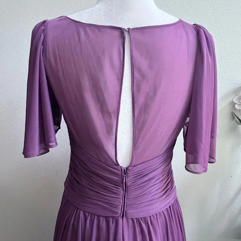 DB‎ Studio Celebrate Elegant V-Neck Flutter Sleeve Bridesmaid Maxi Dress 6 Prom